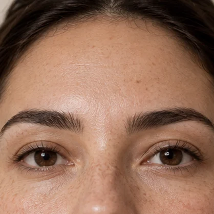 Natural forehead and eye area in soft daylight