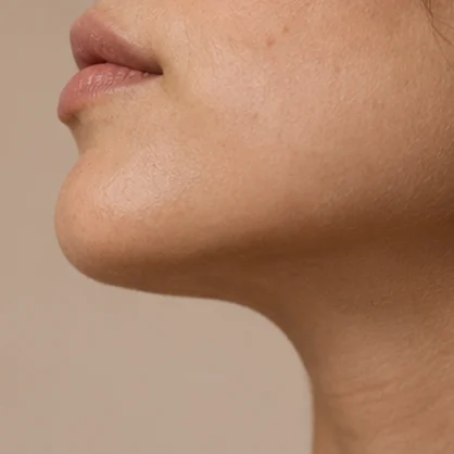 Natural side profile of an adult woman