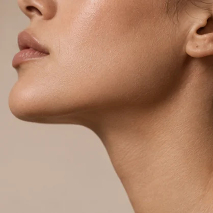 Natural side profile showing the lower face and jawline